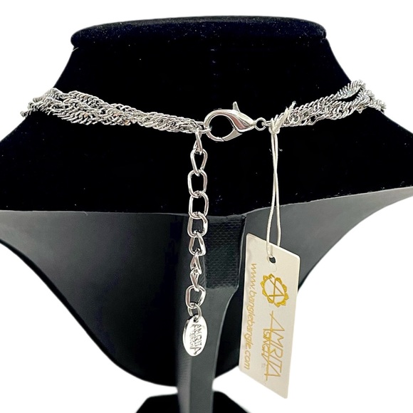 AMRITA SINGH Proclamation 3-tier Necklace Natural Agate Black/Silver NWT - Picture 3 of 5